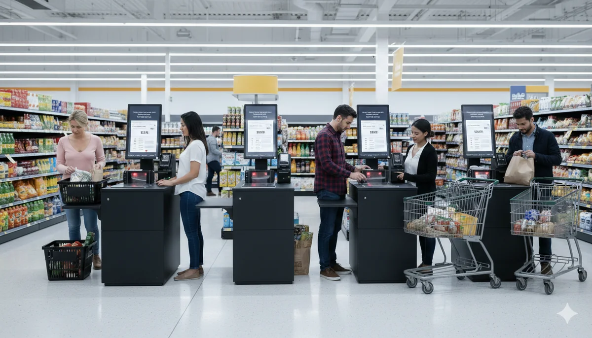 Mağazada Denker kasiyersiz kasa ve self checkout sistemi